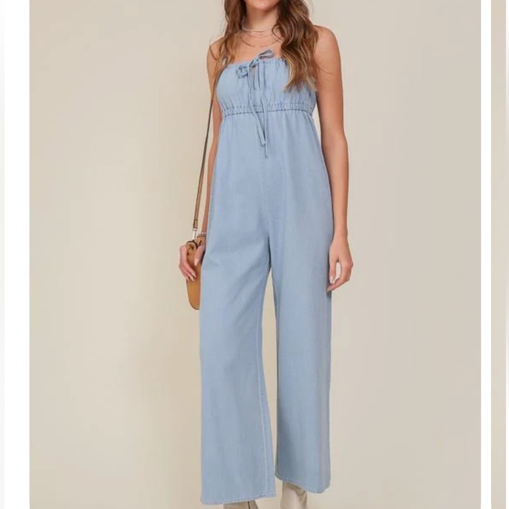 Lumiere Sky Blue Tie-Front Jumpsuit